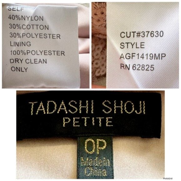 Tadashi Shoji Mauve Pink Lace/Sequin Sheath Dress Size 0 P - Picture 9 of 12